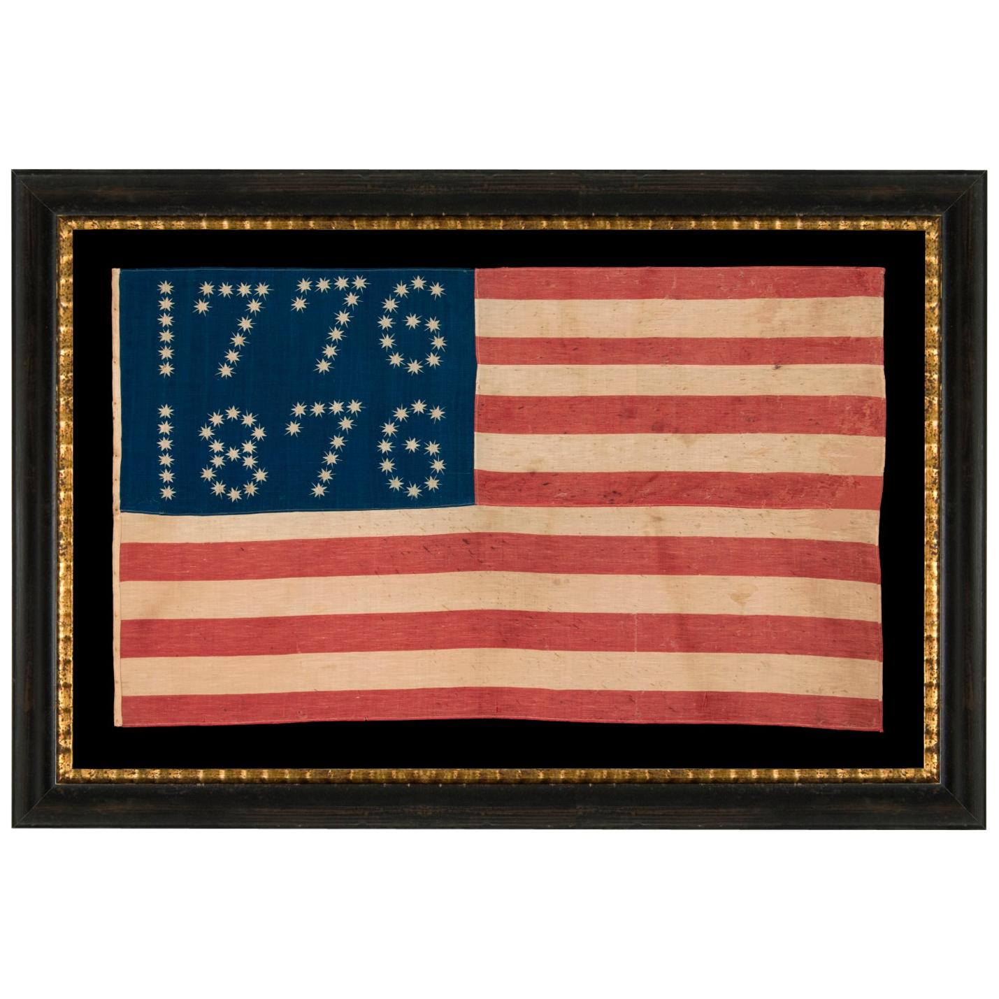 38 Star American Flag, with Stars That Spell "1776-1886" Made for the Centennial