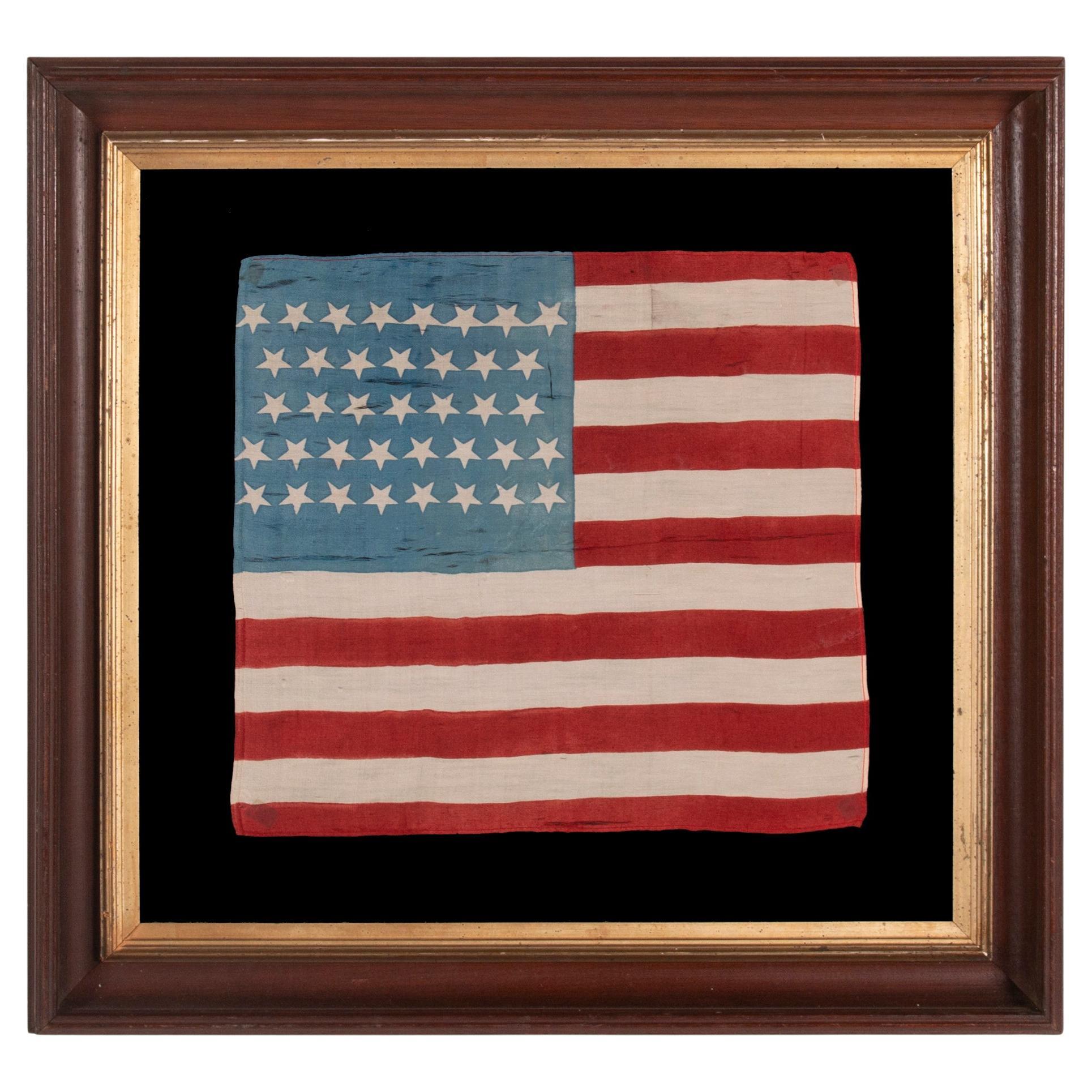38 Star American Parade Flag, Colorado Statehood, 1876-89, Battle Flag Style