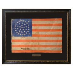 38-Sterne-Flagge der amerikanischen Paradeflagge, geschmückt bei einer Ankunft für das Präsidentenstipendium, 1880