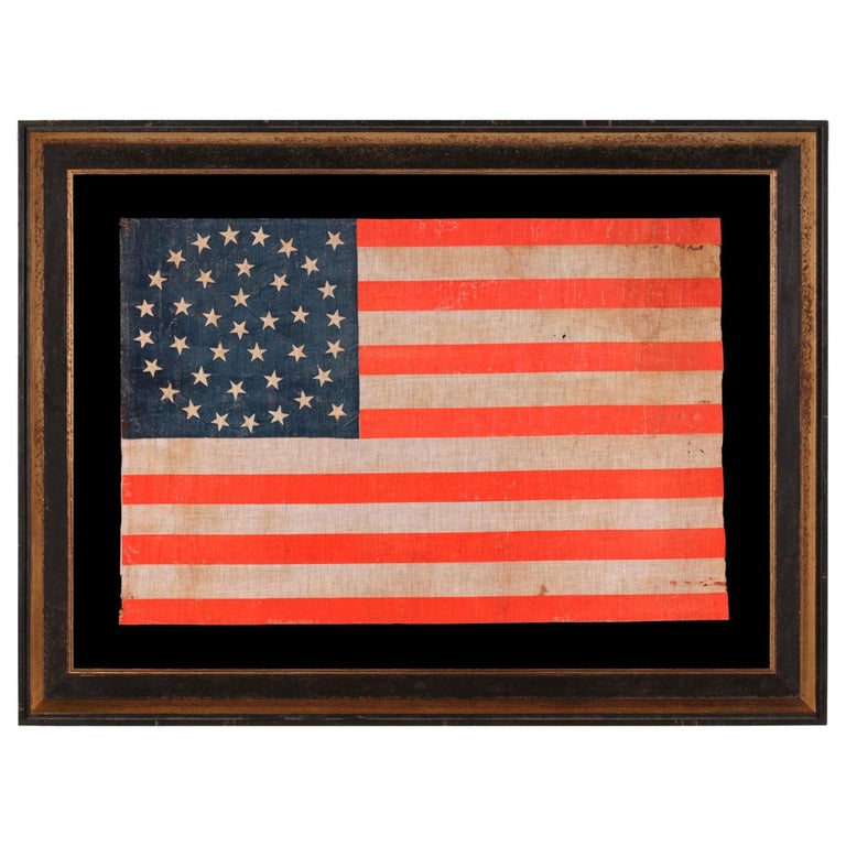 38 Star American Parade Flag, Medallion Pattern, Colorado Statehood, 1876-1889 For Sale