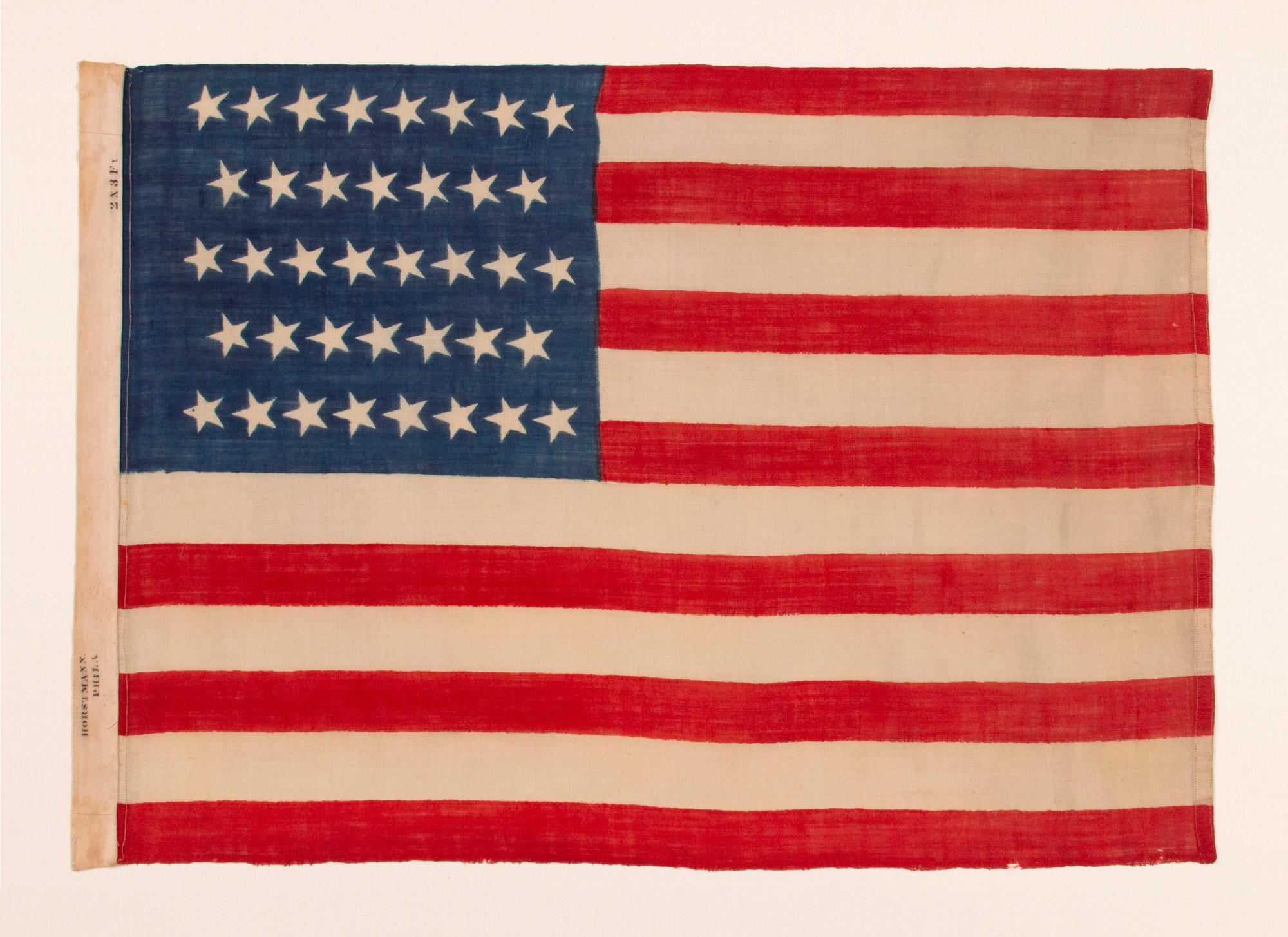 Cotton 38 Star Antique American Flag by Horstman Brothers, Colorado Statehood, ca 1876 For Sale