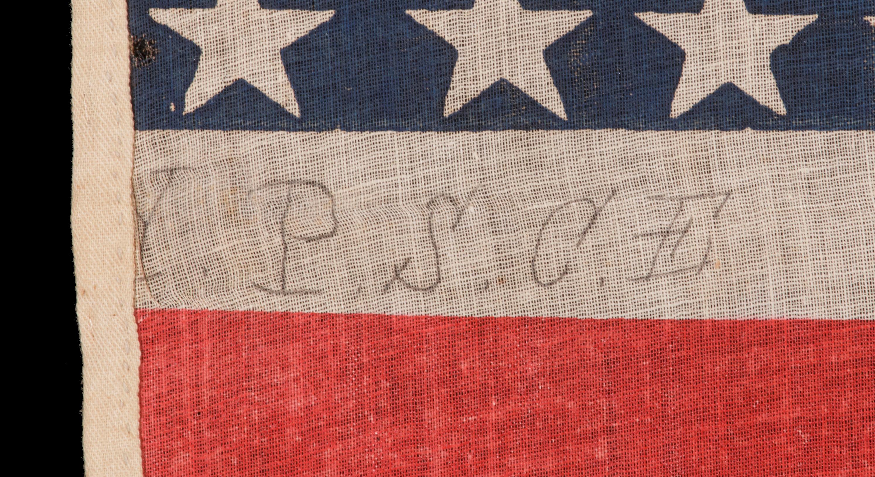 38 Star Antique American Flag, Ex-Richard Pierce Collection In Good Condition In York County, PA