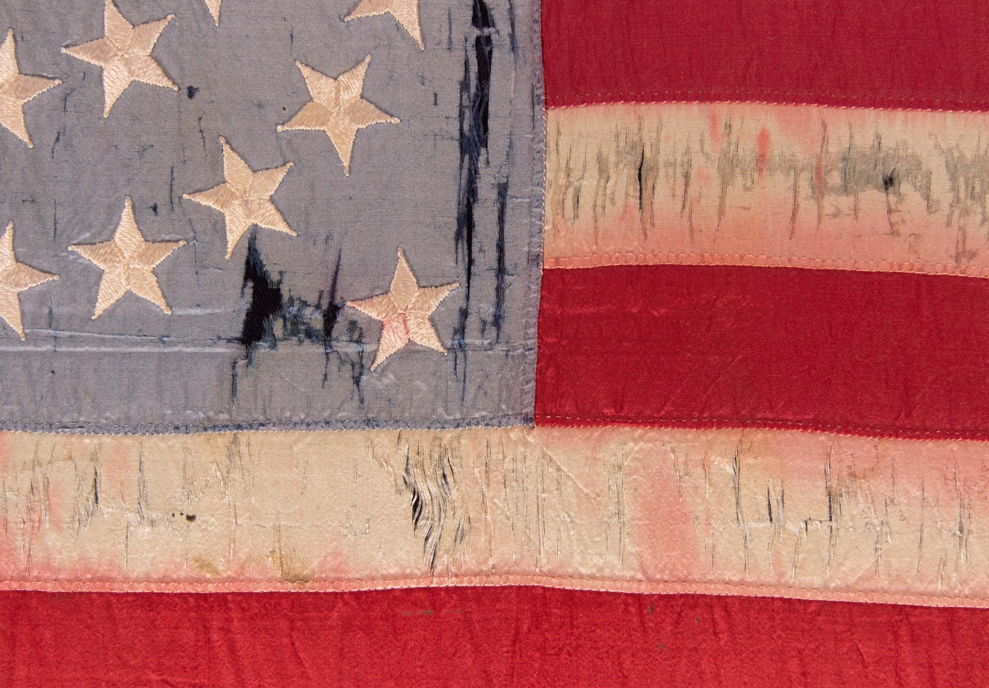 North American 38 Star Antique American Flag; Extremely Rare; Indian Wars, US Army Flank Guidon For Sale