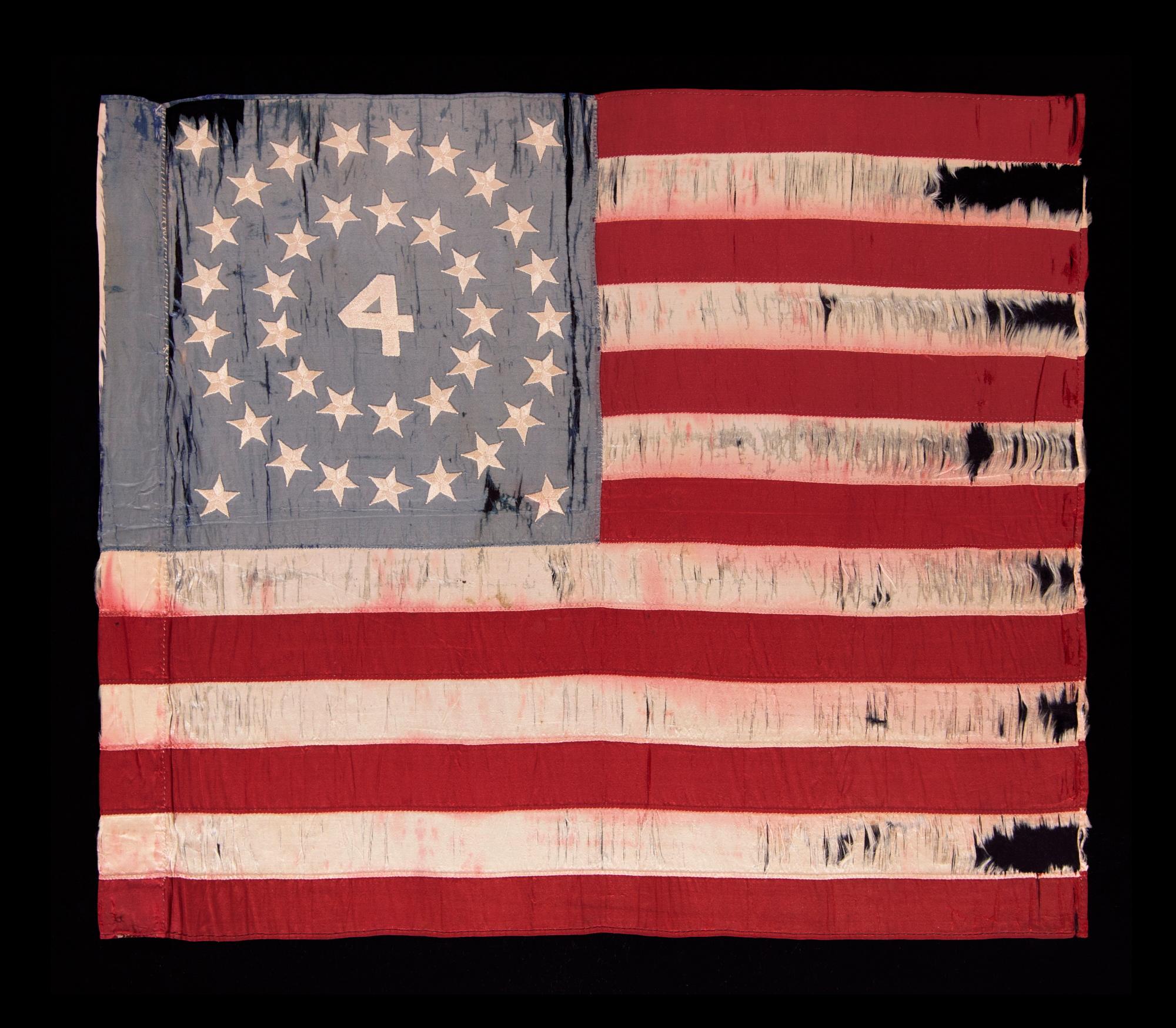 38 Star Antique American Flag; Extremely Rare; Indian Wars, US Army Flank Guidon In Distressed Condition For Sale In York County, PA