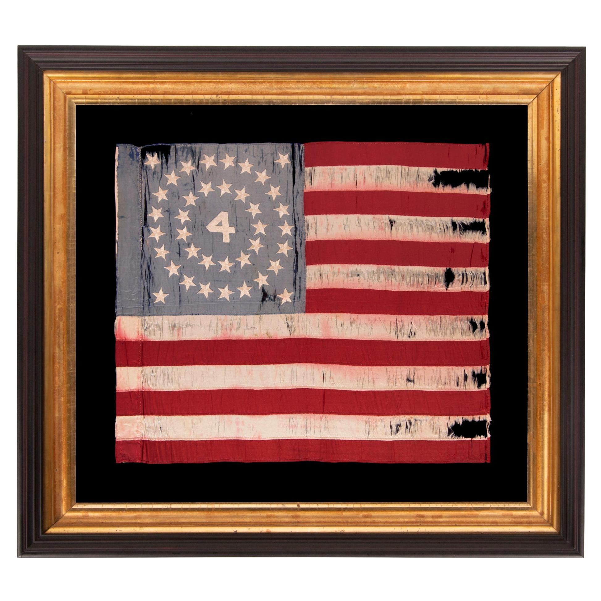 38 Star Antique American Flag; Extremely Rare; Indian Wars, US Army Flank Guidon