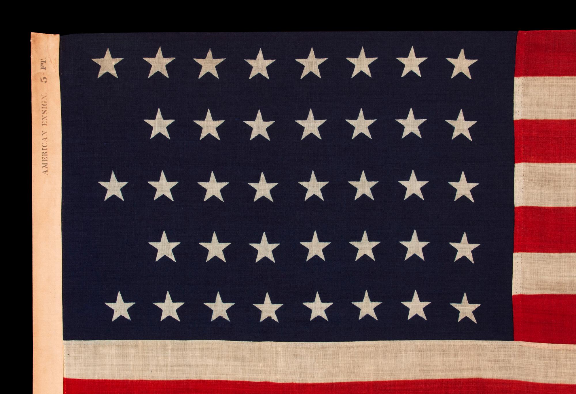 38 Star Antique American Flag, Colorado Statehood, Made in Massachusetts 1876-89 In Good Condition For Sale In York County, PA