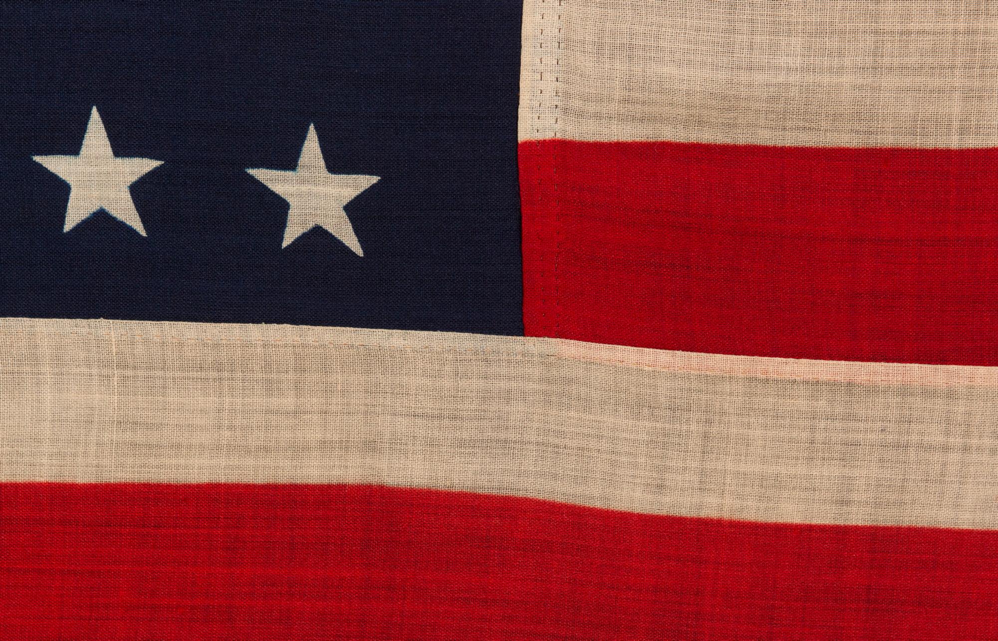 19th Century 38 Star Antique American Flag, Colorado Statehood, Made in Massachusetts 1876-89 For Sale