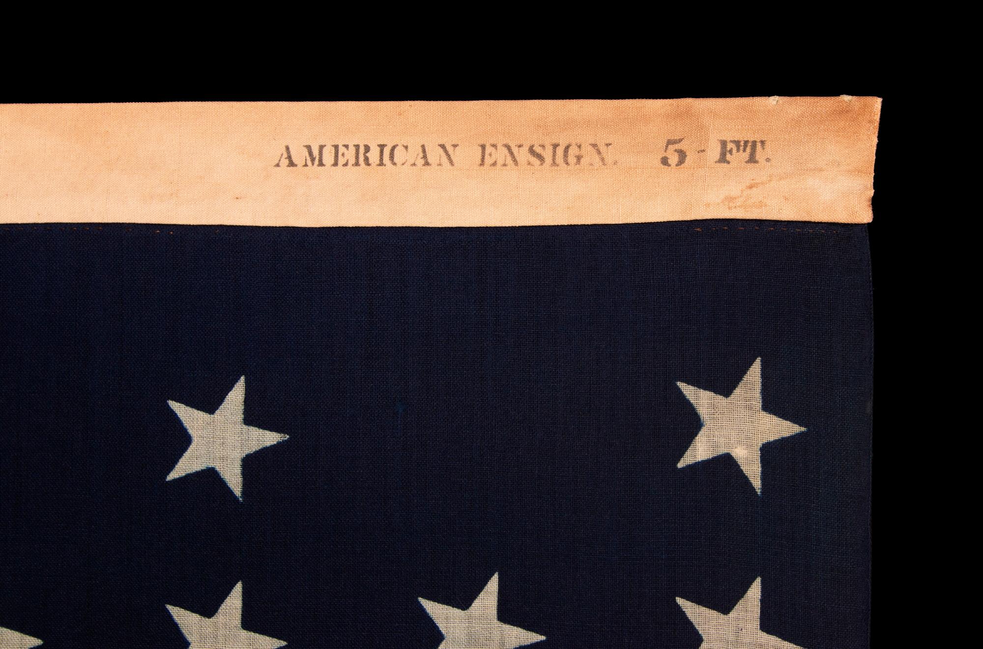 Wool 38 Star Antique American Flag, Colorado Statehood, Made in Massachusetts 1876-89 For Sale