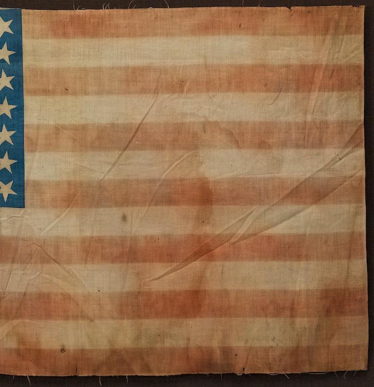 38-Star Antique American Flag with Unique Canton, circa 1876-1890 In Fair Condition For Sale In Colorado Springs, CO