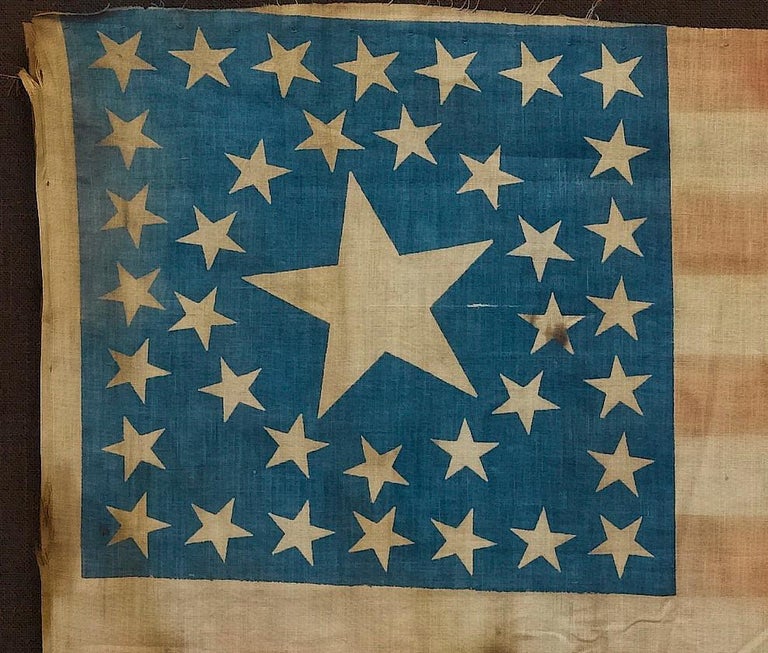19th Century 38-Star Antique American Flag with Unique Canton, circa 1876-1890 For Sale