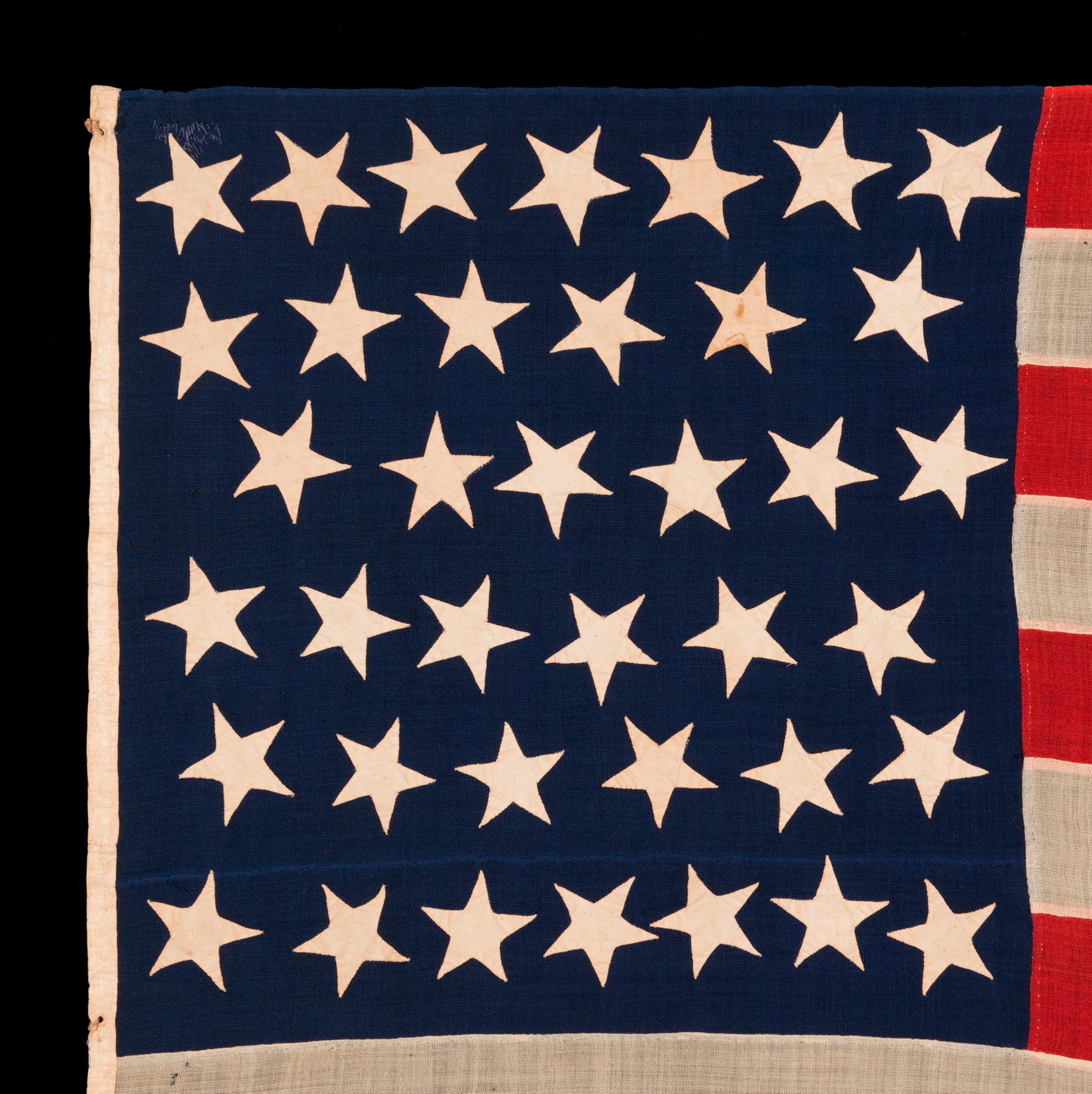 38 Star Antique American hand sewn Flag, Colorado Statehood, circa 1876-1889 In Good Condition In York County, PA