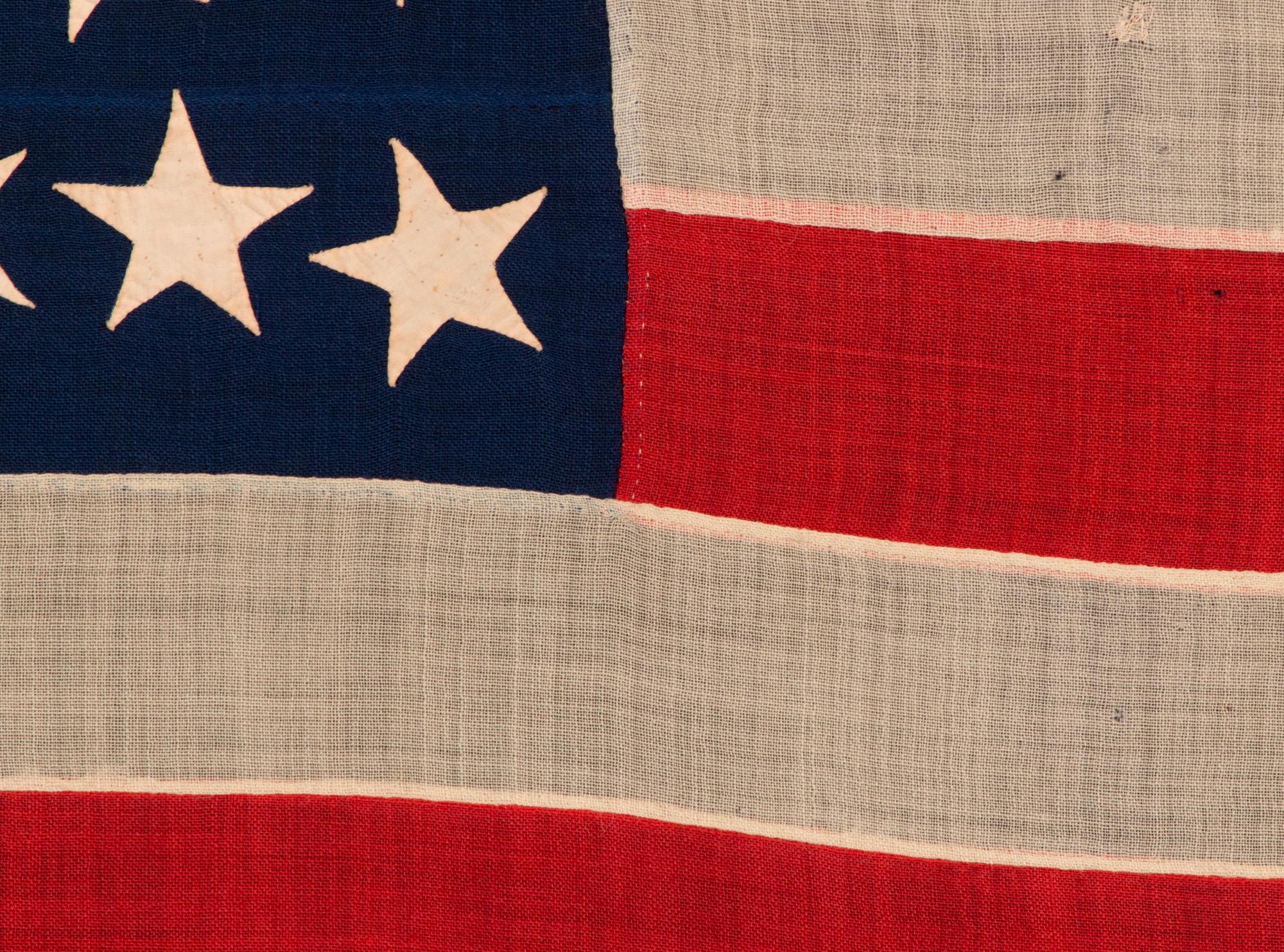 19th Century 38 Star Antique American hand sewn Flag, Colorado Statehood, circa 1876-1889