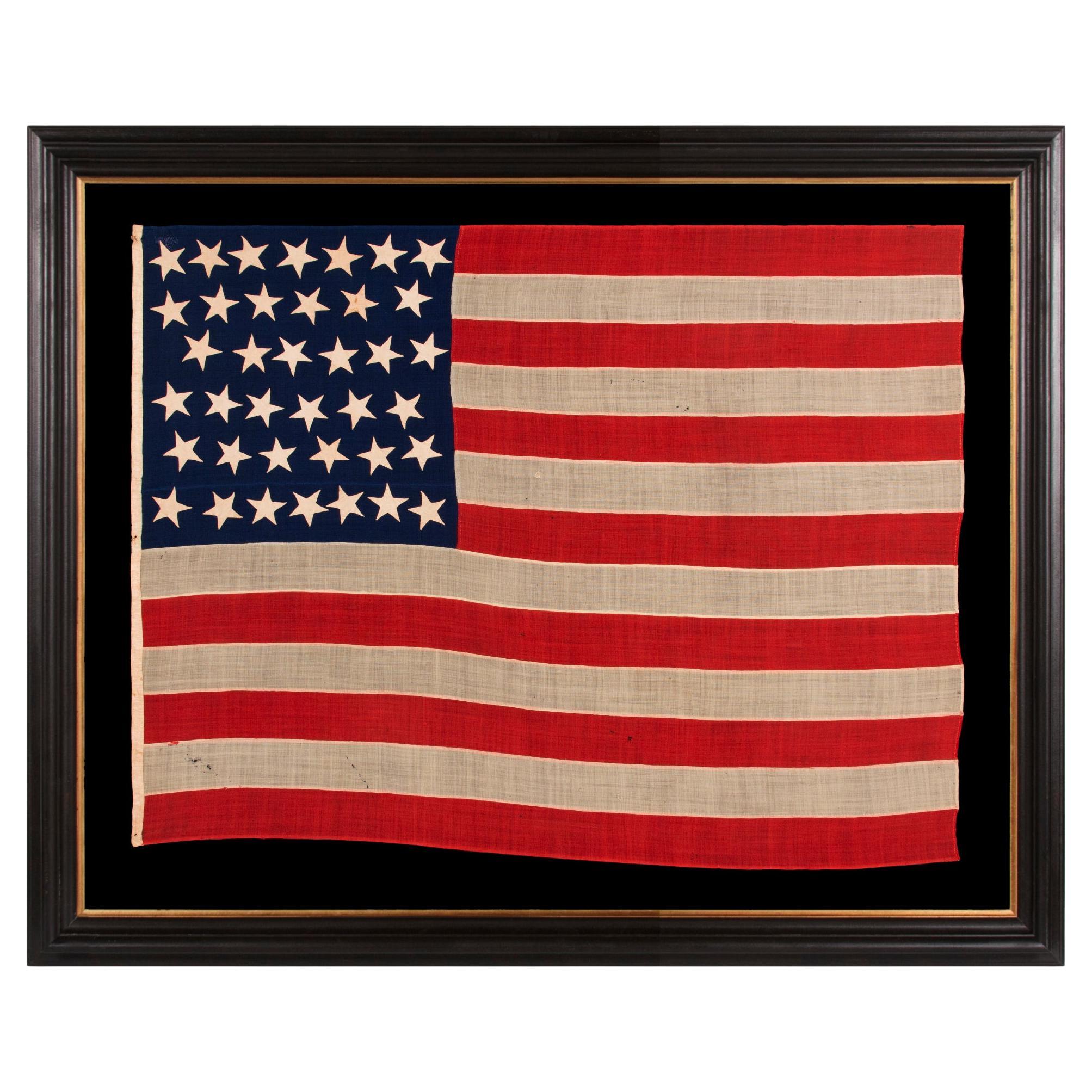 38 Star Antique American hand sewn Flag, Colorado Statehood, circa 1876-1889