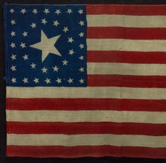 38-Star Antique American Flag with Unique Star Pattern, circa 1876
