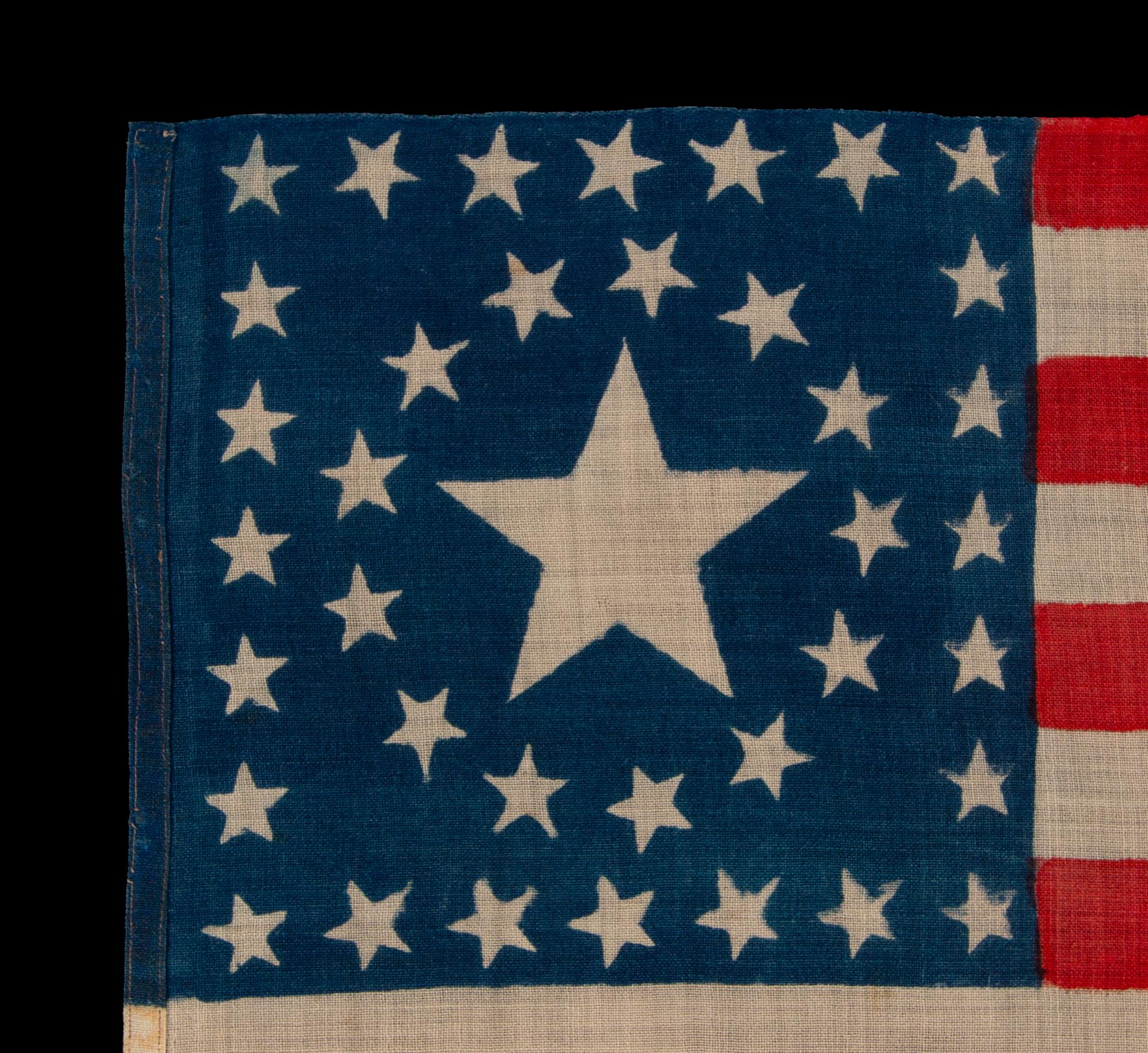38 Stella rara, cerchio in un quadrato, bandiera americana dei fratelli Horstmann, 1876 ca. In condizioni buone in vendita a York County, PA
