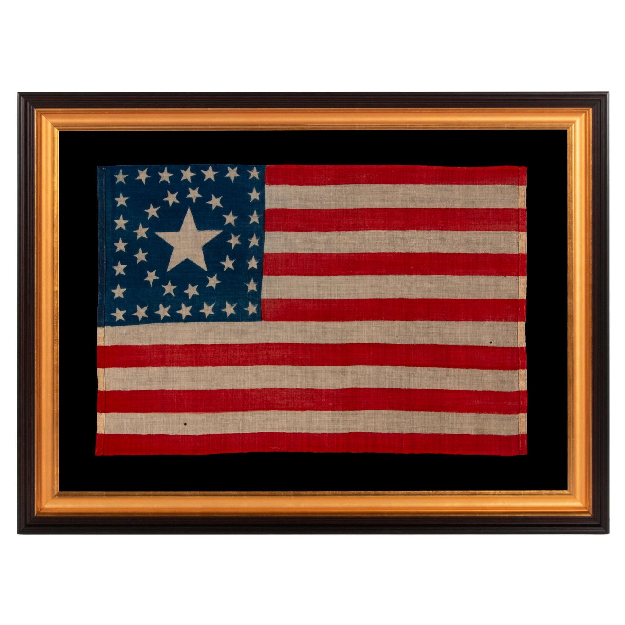 38 Star Rare Circle in A Square Horstmann Brothers Made American Flag, ca 1876