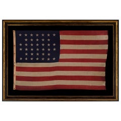 Antique 38 Stars American Flag Made by U.S Bunting Company, Lowell, Massachusetts