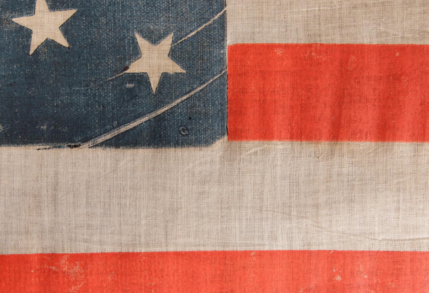 19th Century 38 Stars in a Medallion Configuration, on a Large Scale Antique American Flag
