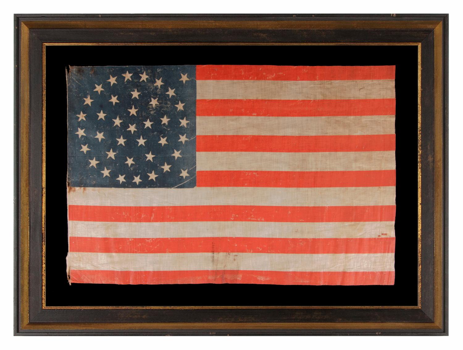 38 Stars in a Medallion Configuration, on a Large Scale Antique American Flag