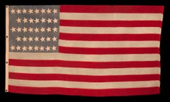 38 Stars in a Notched Pattern Antique American Flag, Colorado Statehood 1876-89