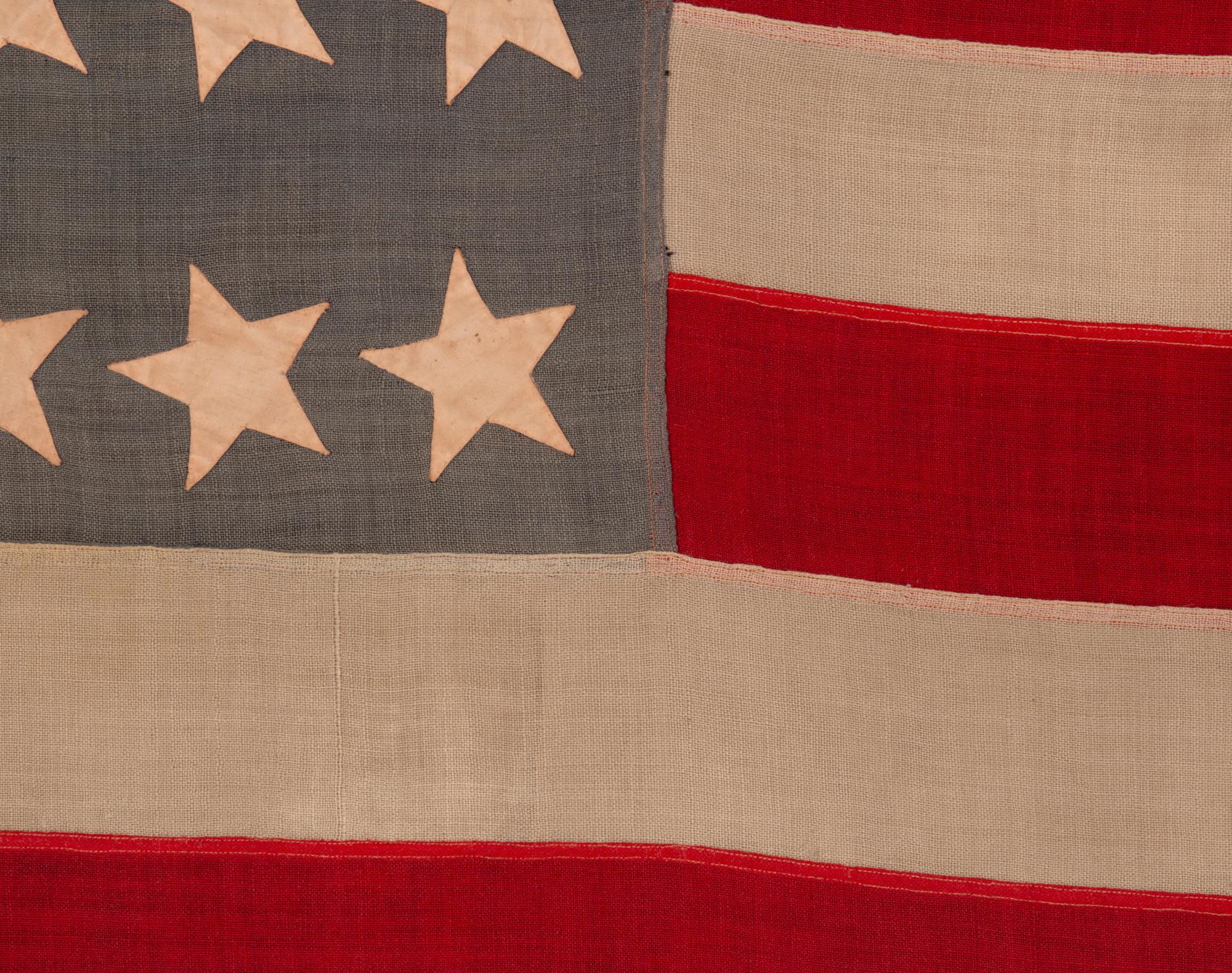 19th Century 38 Stars in a Notched Pattern Antique American Flag, Colorado Statehood 1876-89
