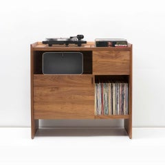Unison for Sonos Vinyl Record Storage Stand in Natural Walnut