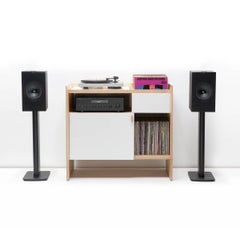 Unison Vinyl Record Storage Stand Natural Ash + Glacier White - IN STOCK