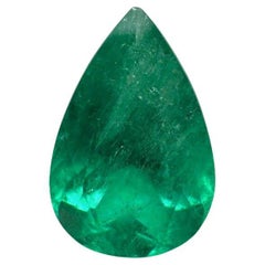 3.80 Carat 13x9 Bluish Green Colombian Emerald - Pear Cut Teardrop May Birthston
