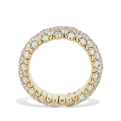3.80 Carat Diamond Pave Wide Stretch Ring 18 Karat Yellow Gold