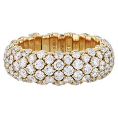 3.80 Carat Diamond Pave Wide Stretch Ring 18 Karat Yellow Gold