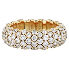 3.80 Carat Diamond Pave Wide Stretch Ring 18 Karat Yellow Gold 