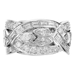 3.80 Carat Diamond Platinum Wide Band Ring