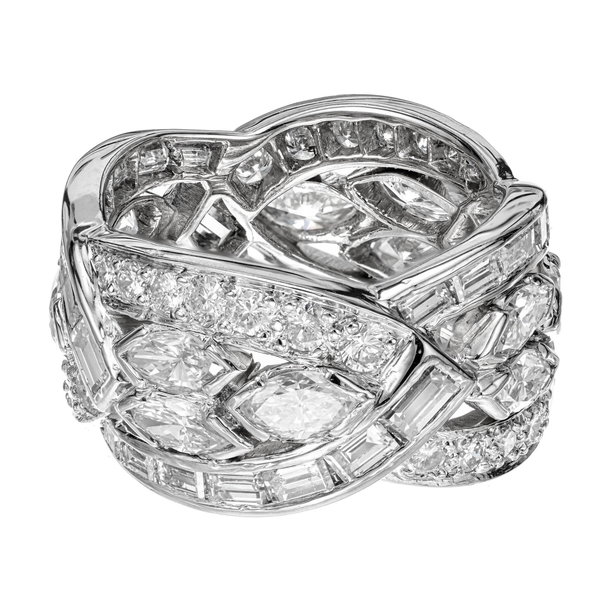 Women's 3.80 Carat Diamond Platinum Wide Band Ring For Sale