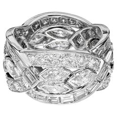 3.80 Carat Diamond Platinum Wide Band Ring