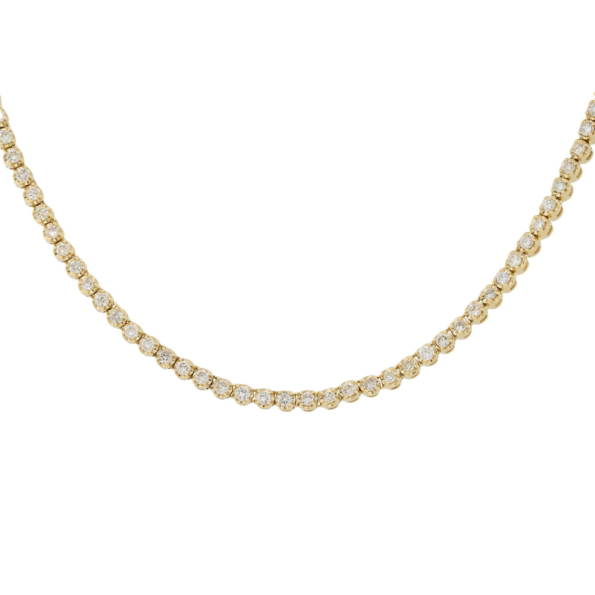 Women's 3.80 Carat Diamond Tennis Necklace 14 Karat In Stock For Sale