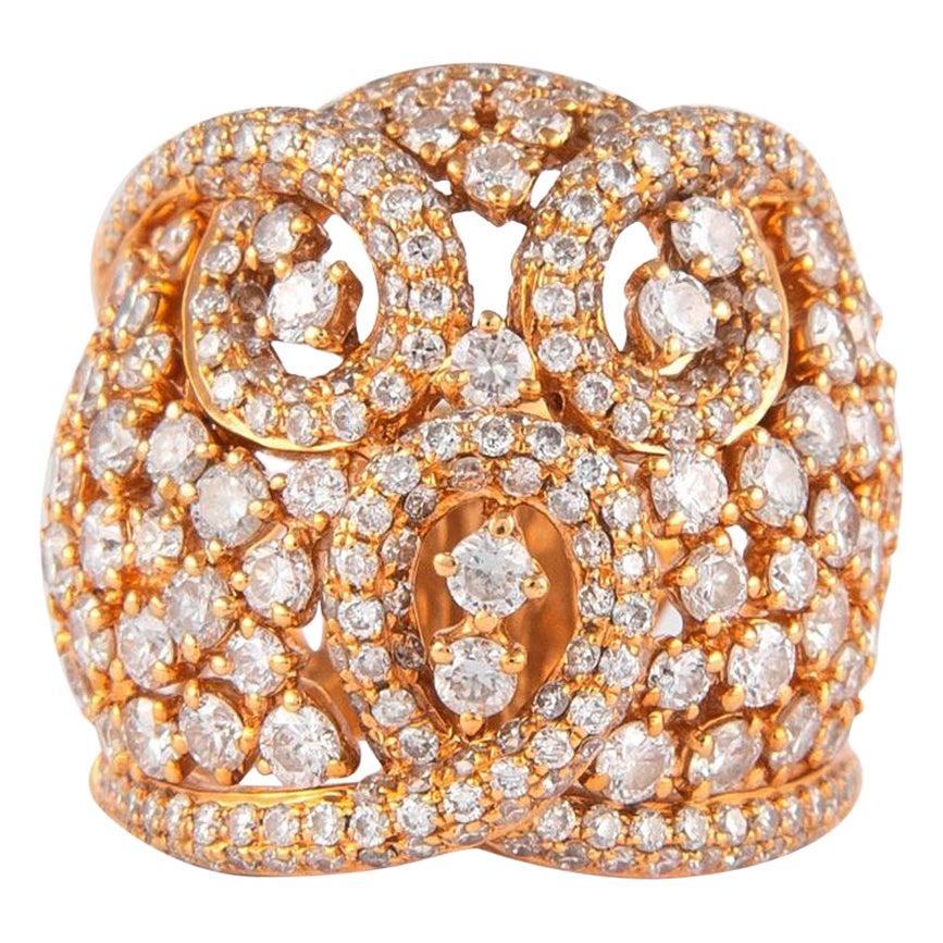Bague cocktail en or rose 18 carats et diamant en forme de dôme de 3,80 carats