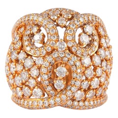 Bague cocktail en or rose 18 carats et diamant en forme de dôme de 3,80 carats