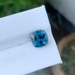 3.80 Carat Gorgeous Loose London Blue Topaz Perfect Square Cut Gem For Ring