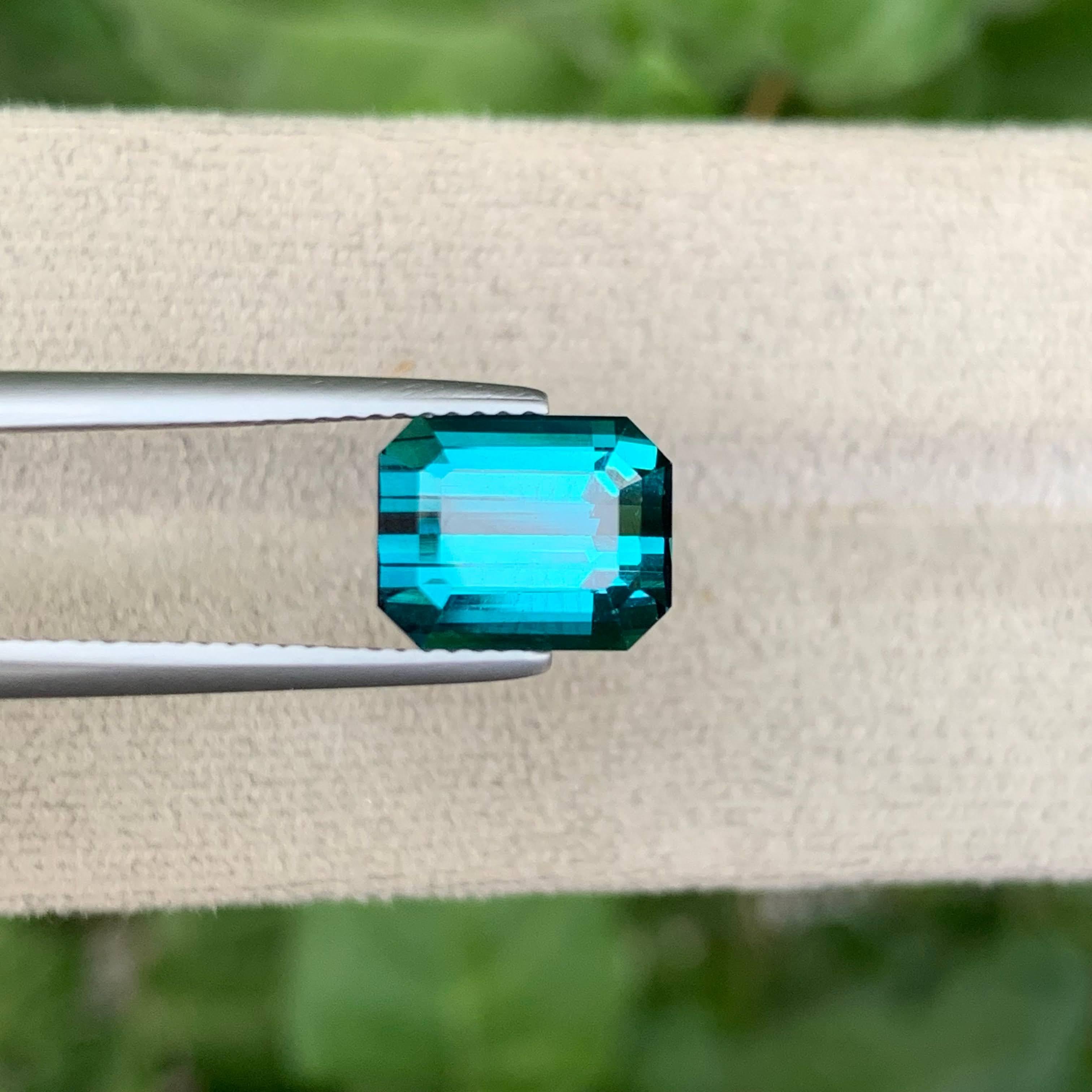 3.80 Carat Loose Lagoon Blue Tourmaline Stone Emerald Cut Afghan Gemstone In New Condition For Sale In Bangkok, TH