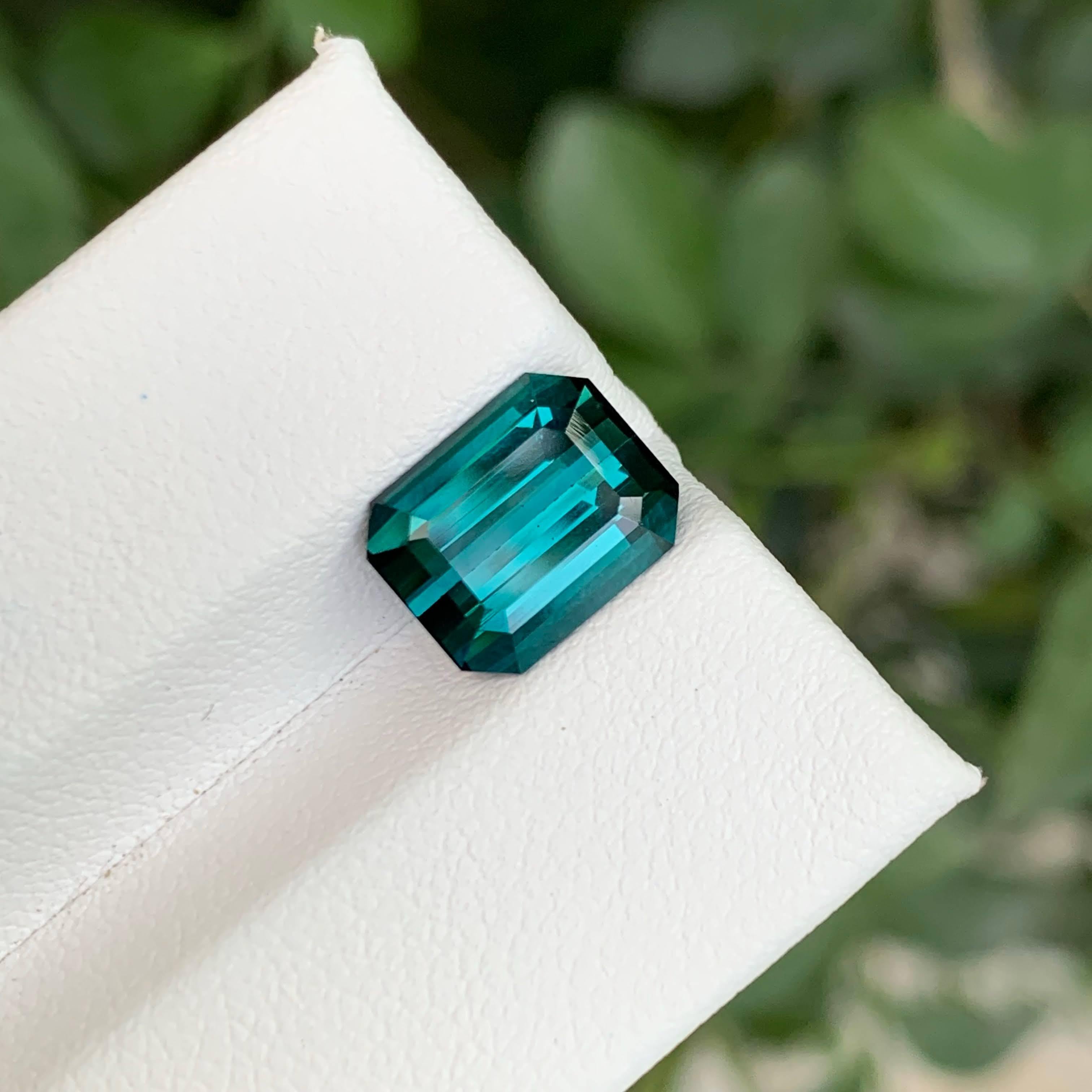 3.80 Carat Loose Lagoon Blue Tourmaline Stone Emerald Cut Afghan Gemstone For Sale 1
