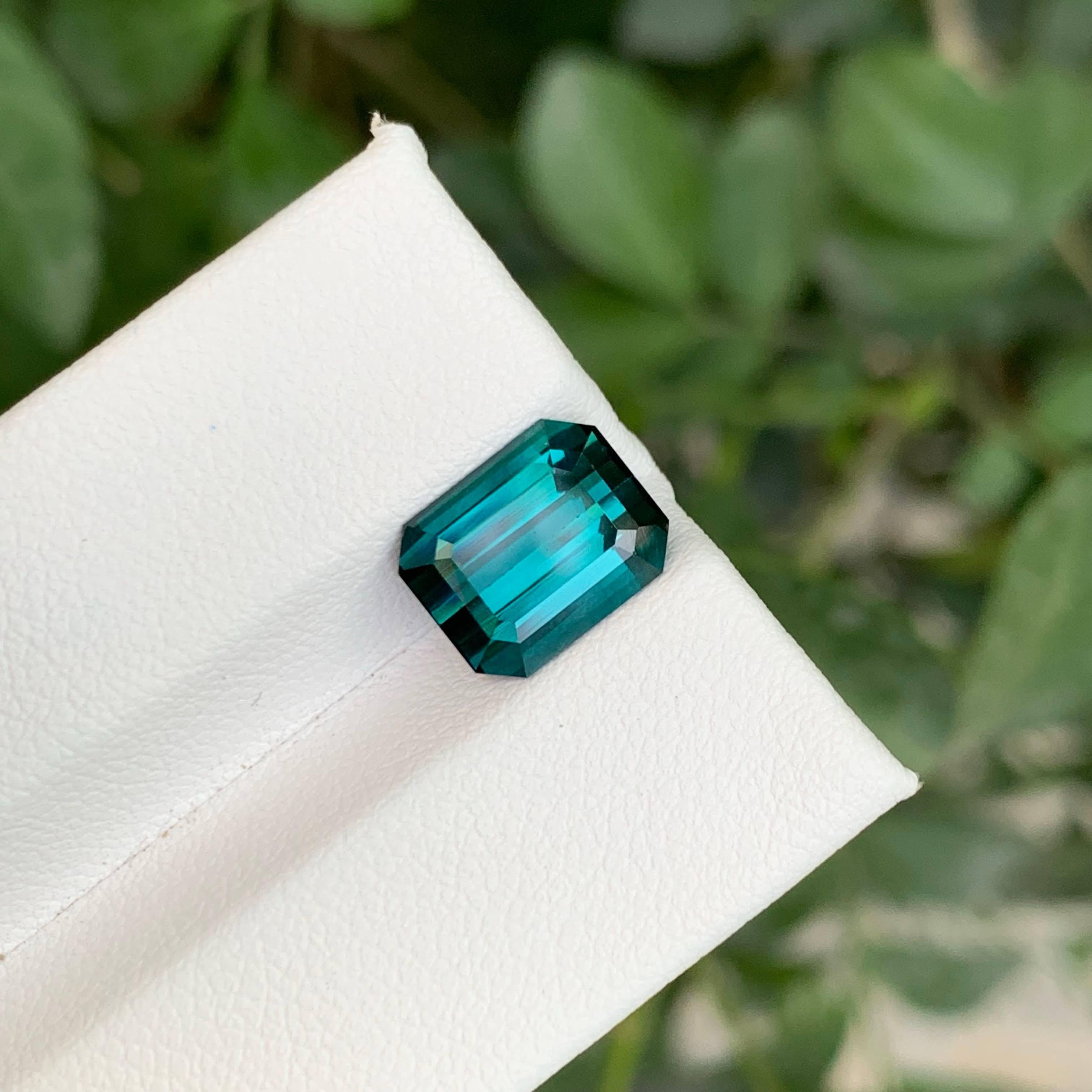 3.80 Carat Loose Lagoon Blue Tourmaline Stone Emerald Cut Afghan Gemstone For Sale 2