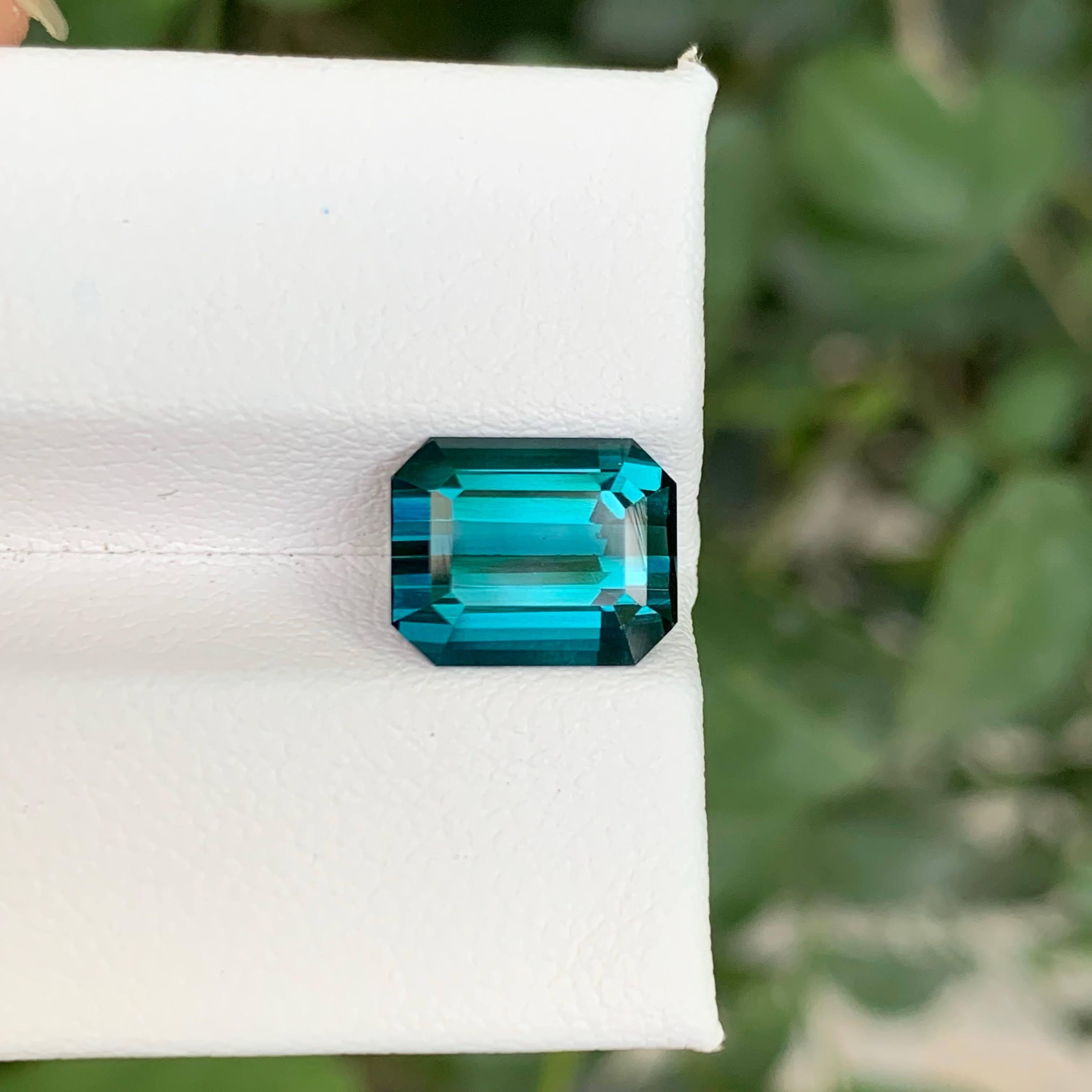 3.80 Carat Loose Lagoon Blue Tourmaline Stone Emerald Cut Afghan Gemstone For Sale 3