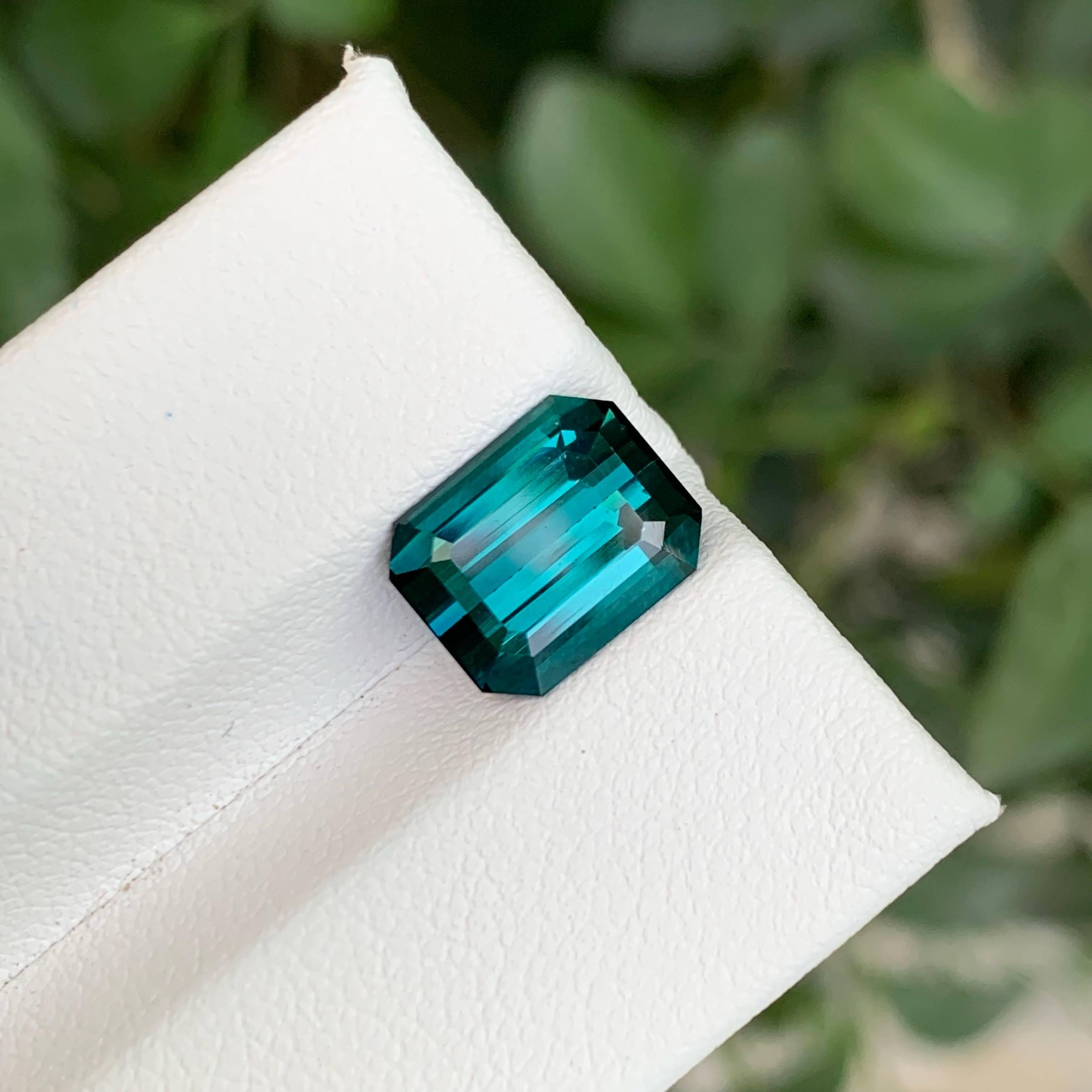 3.80 Carat Loose Lagoon Blue Tourmaline Stone Emerald Cut Afghan Gemstone For Sale 4