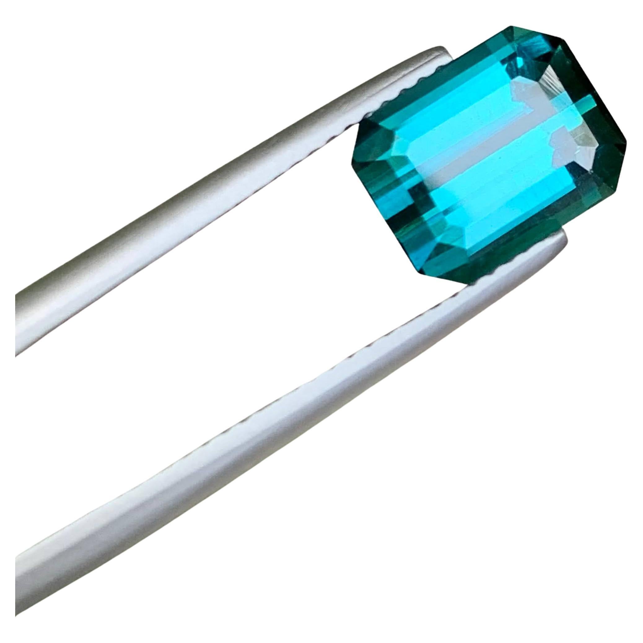 3.80 Carat Loose Lagoon Blue Tourmaline Stone Emerald Cut Afghan Gemstone For Sale
