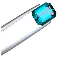 3.80 Carat Loose Lagoon Blue Tourmaline Stone Emerald Cut Afghan Gemstone