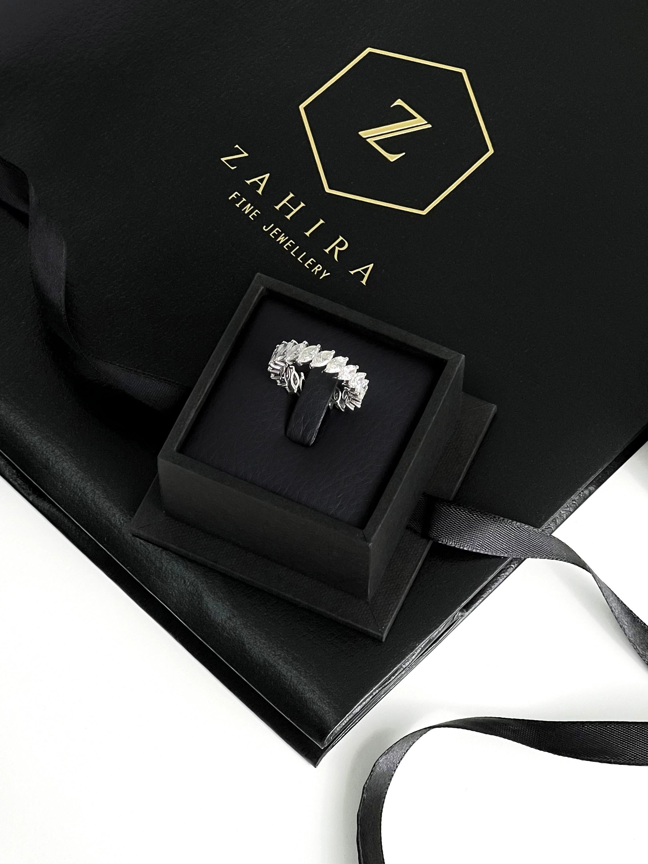 For Sale:  3.80 Carat Marquise Cut Diamond Eternity Band 4