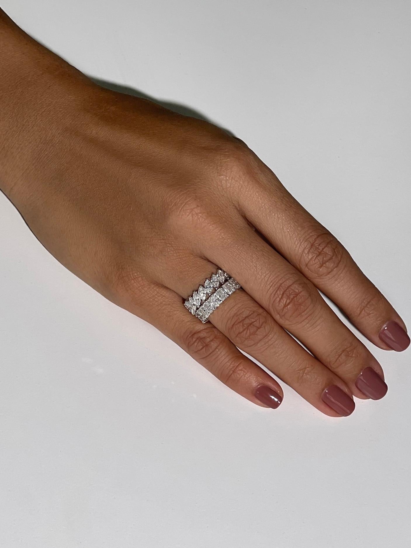 For Sale:  3.80 Carat Marquise Cut Diamond Eternity Band 6