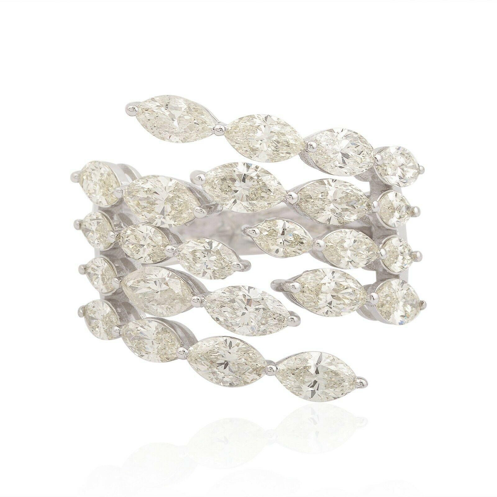 Taille Marquise Meghna Jewels, bague enveloppante en or 14 carats avec diamants marquises de 3,80 carats en vente
