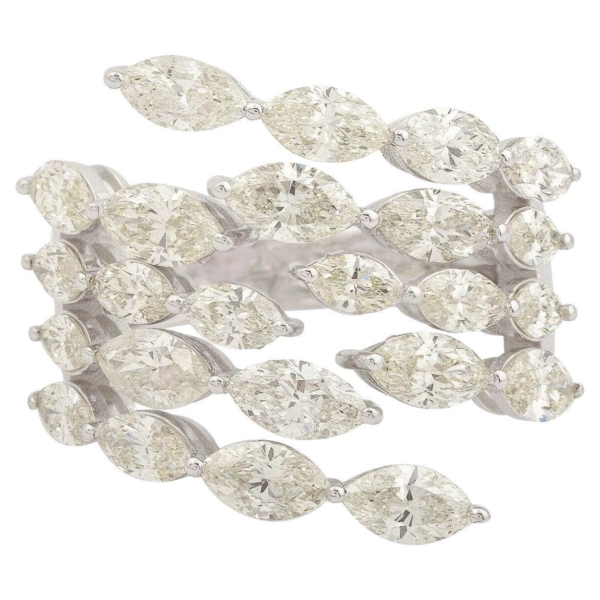 Meghna Jewels, bague enveloppante en or 14 carats avec diamants marquises de 3,80 carats en vente