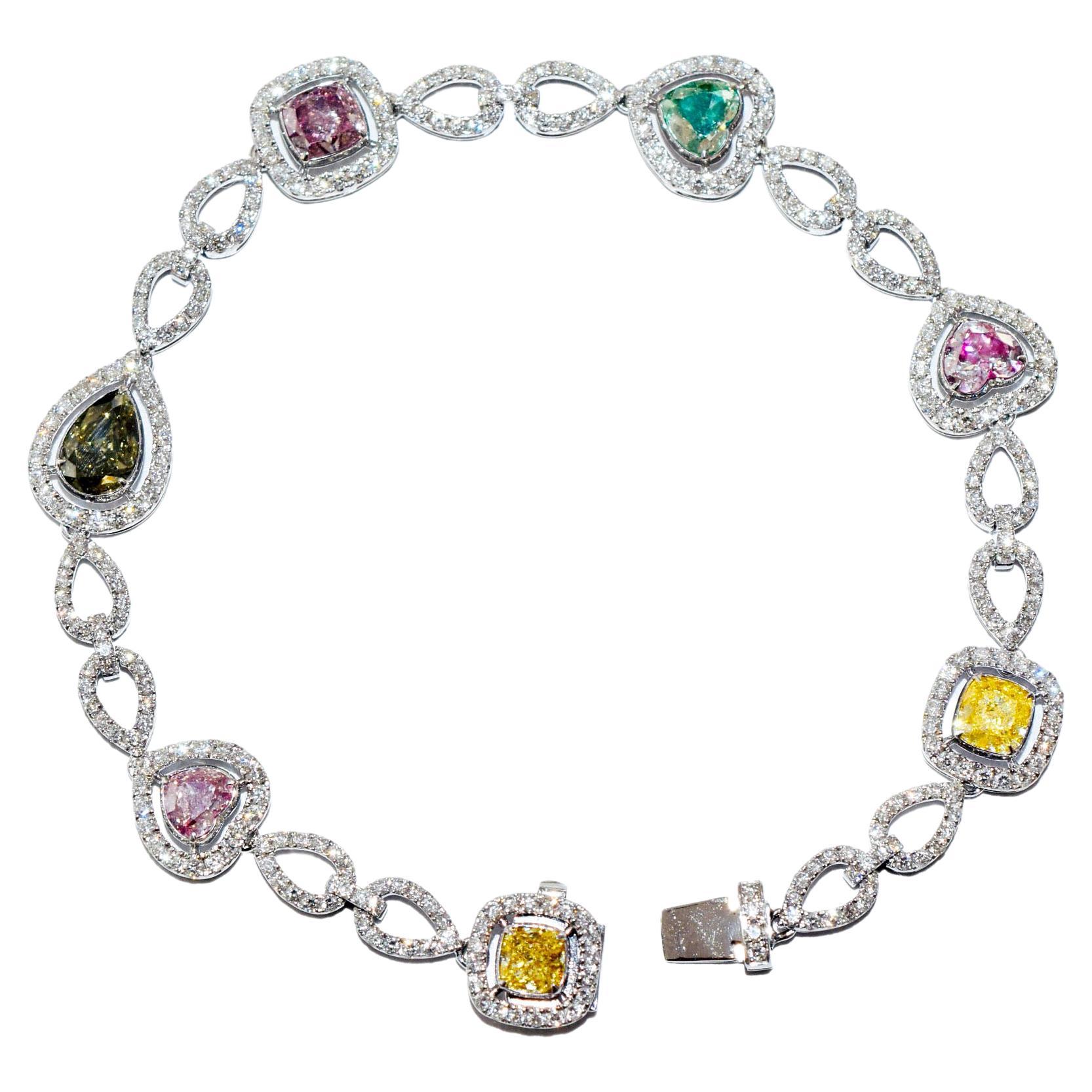 Bracelet de diamants de forme mixte de 3,80 carats certifié GIA  en vente